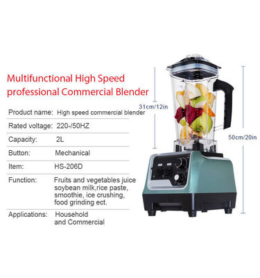 Εμπορικός βαθμός 4500W μείγμα smoothie με κουμπί εκτοξευτή χτυπήματος και χωρητικότητα 2L