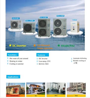 Ενεργειακή εξοικονόμηση 16KW 18KW 20KW 22KW Αεροβροχιακή αντλία θερμότητας με συμπυκνωτή μετατροπέα