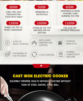 Σπιτική κουζίνα Μη κολλητική ηλεκτρική τηγάνι με έξυπνο έλεγχο θερμοκρασίας